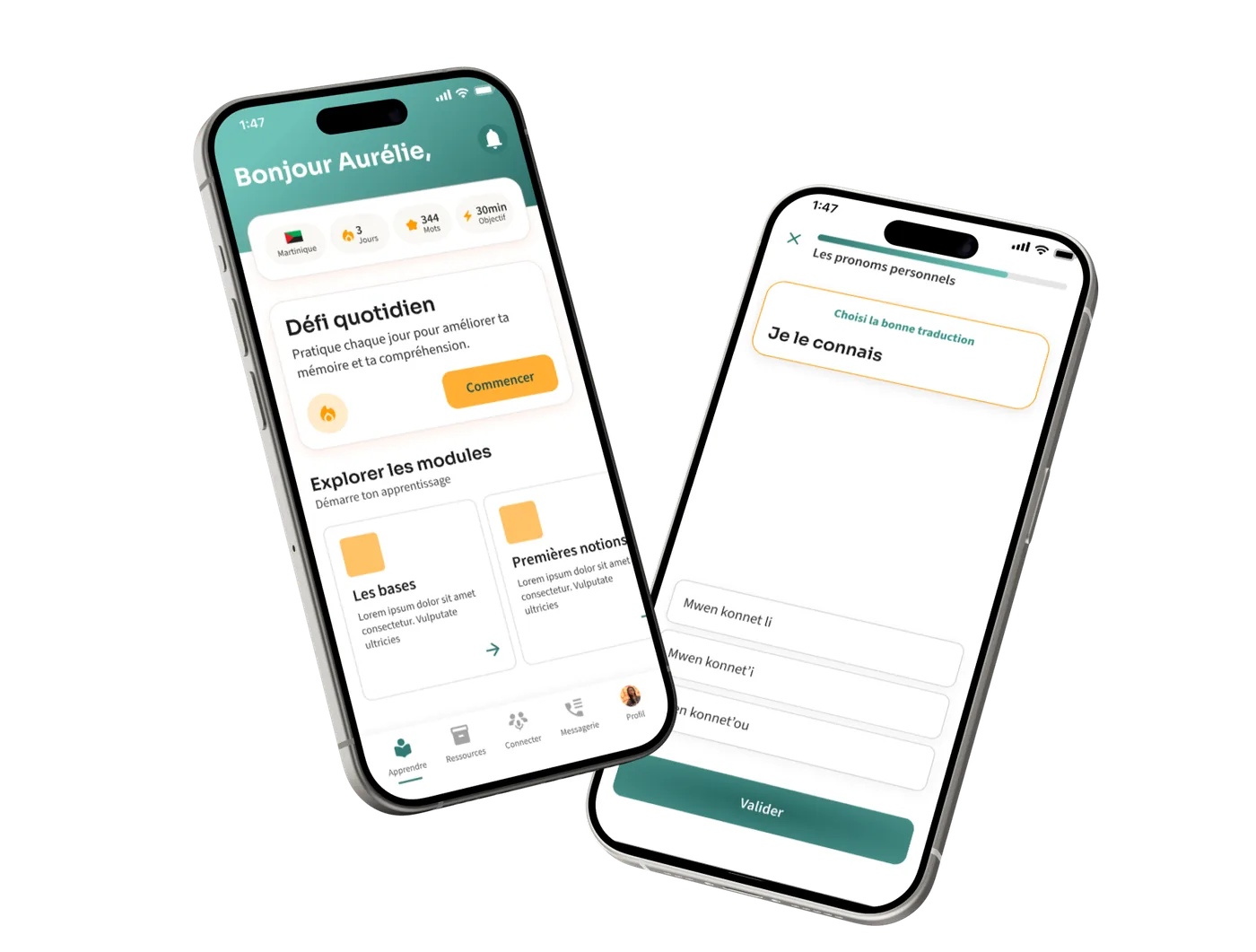 Deux téléphones montrant les écrans de l'application Tipatipa